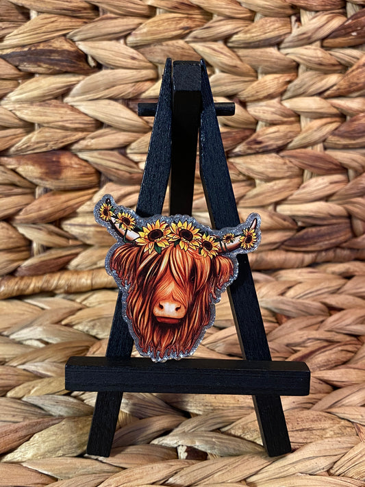 Sunflower Highland Cow